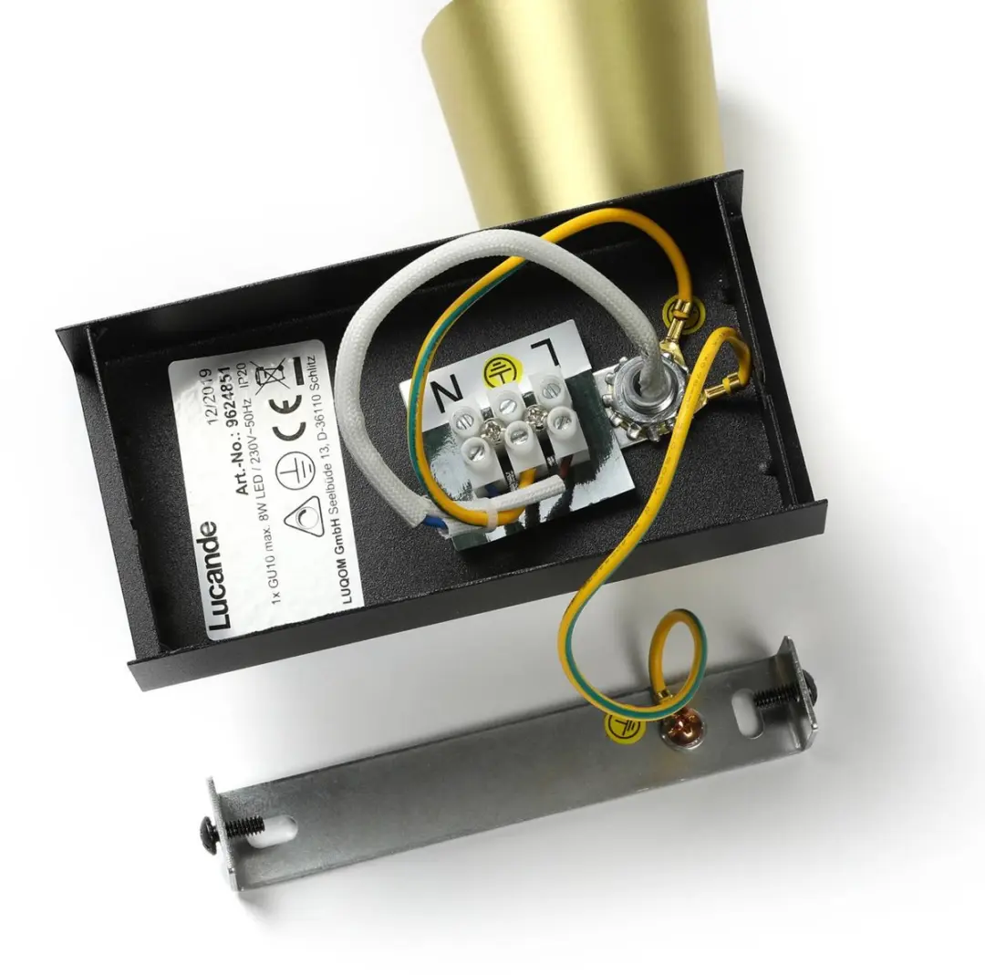 Lucande Wandlamp Metaal 1 Licht GU10 - 8W - Messing/Goud/Zwart