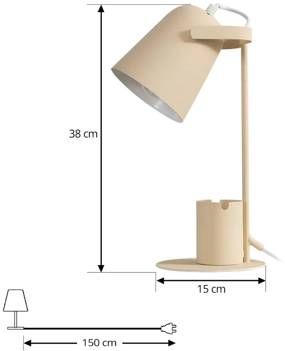 Lindby Tafellamp 1 Licht E27 - 38cm - Beige/Wit