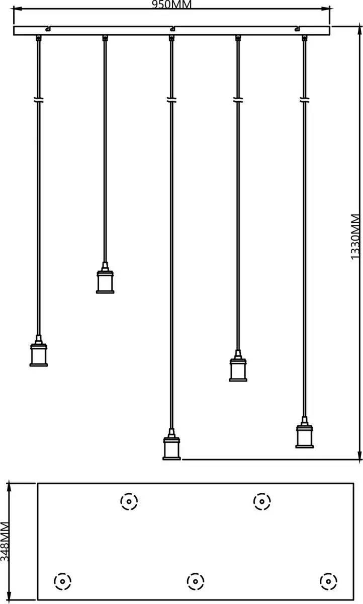 Brilliant Darcia Hanglamp E27 - 5x60W - Zwart