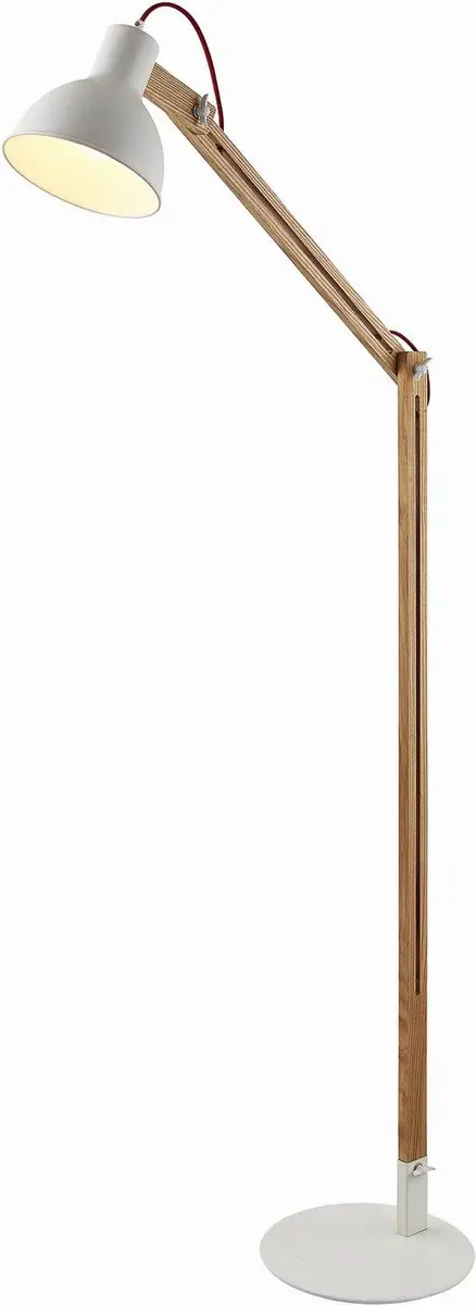 Lindby Vloerlamp Hout 1 Licht - 146cm - Wit/As