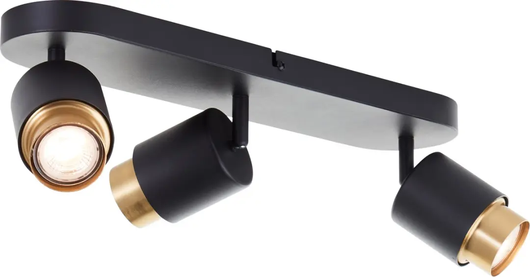 Brilliant Covelo Plafondspot GU10 3x5W - 3000K - Zwart/Goud