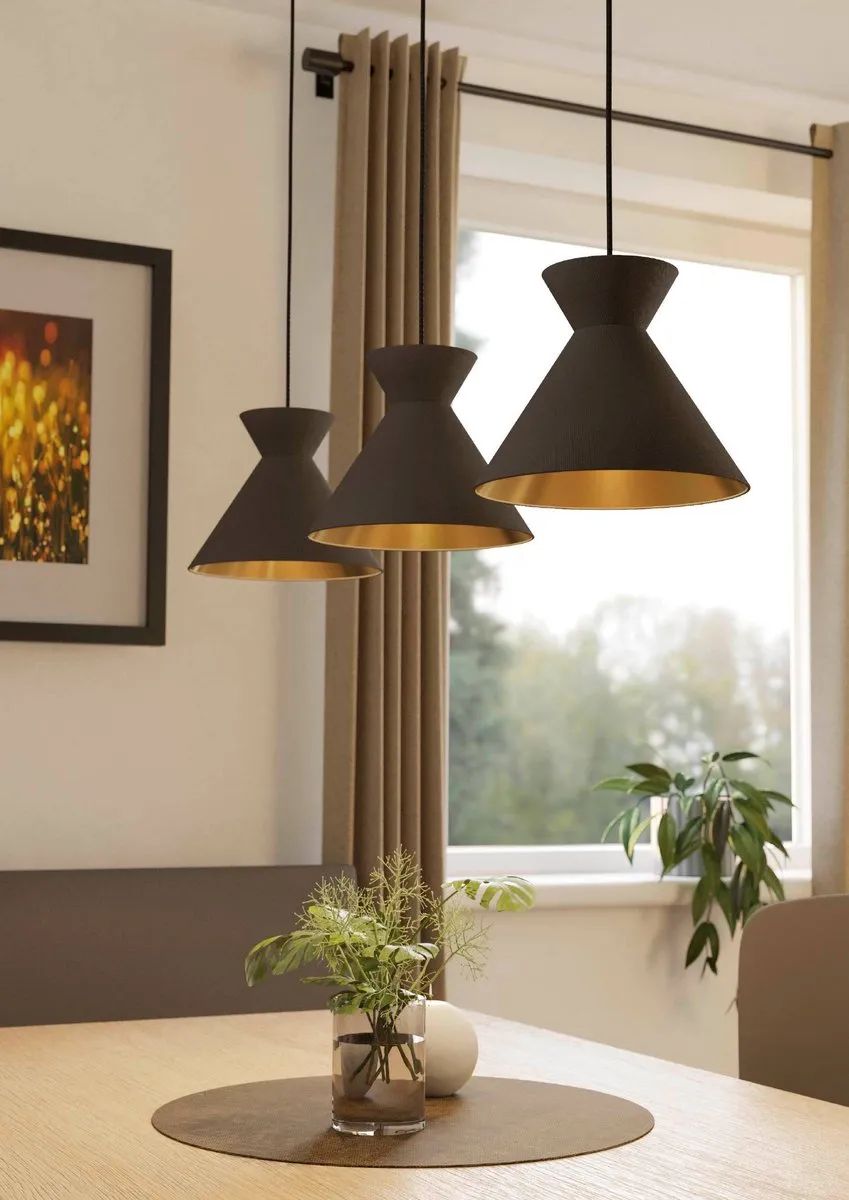 Eglo Nastasia Hanglamp E27 - 3 Lichtpunten - 100cm - Zwart/Cappuccino - afbeelding 6 van 6