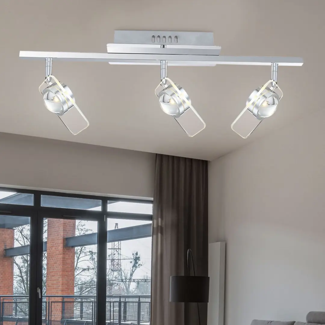 Globo Plafondlamp 3 Spots Draaibaar - 3x5W LED 400Lm - 65x13x18cm Zilver