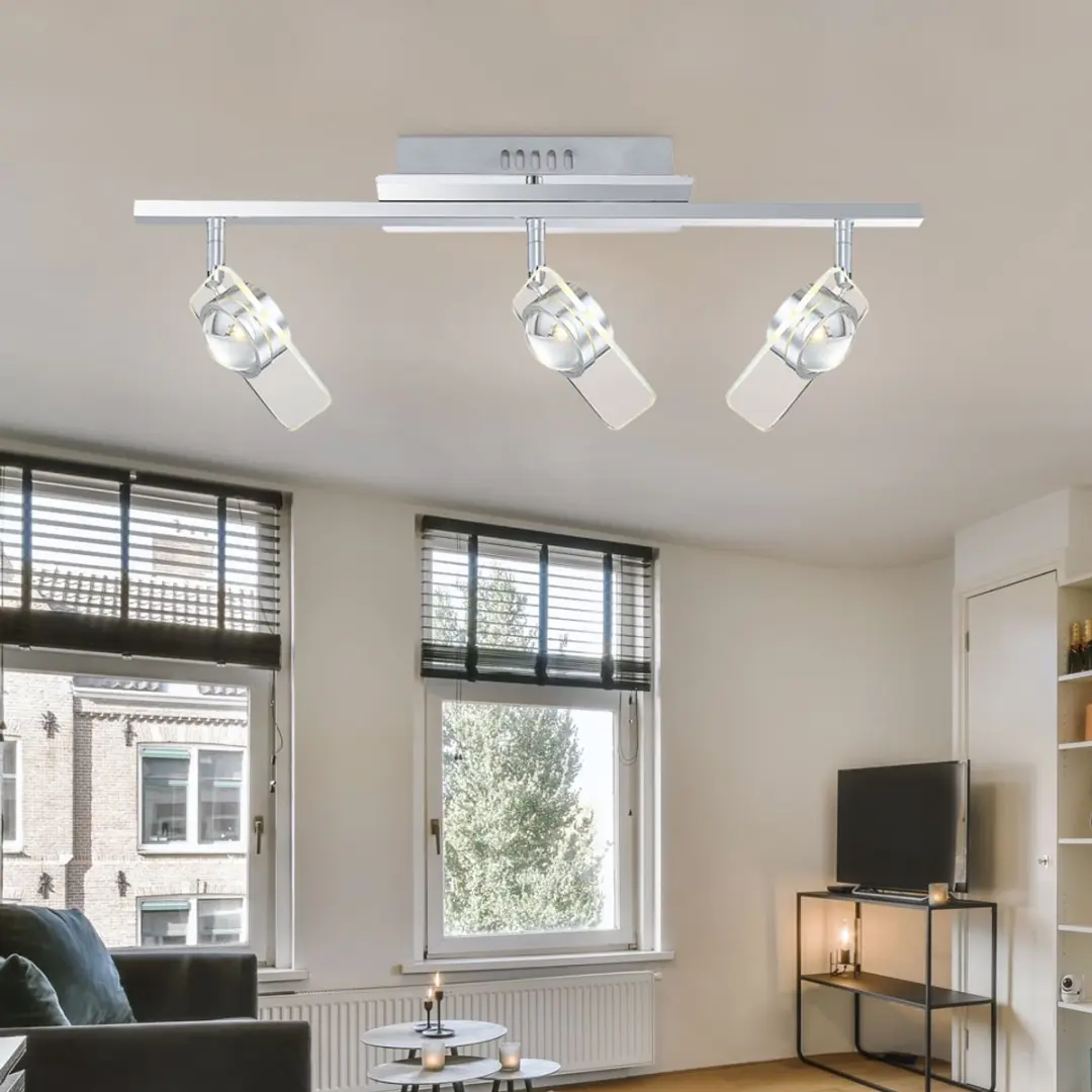 Globo Plafondlamp 3 Spots Draaibaar - 3x5W LED 400Lm - 65x13x18cm Zilver