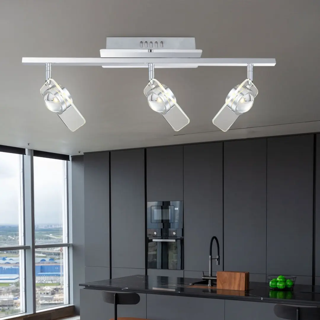 Globo Plafondlamp 3 Spots Draaibaar - 3x5W LED 400Lm - 65x13x18cm Zilver