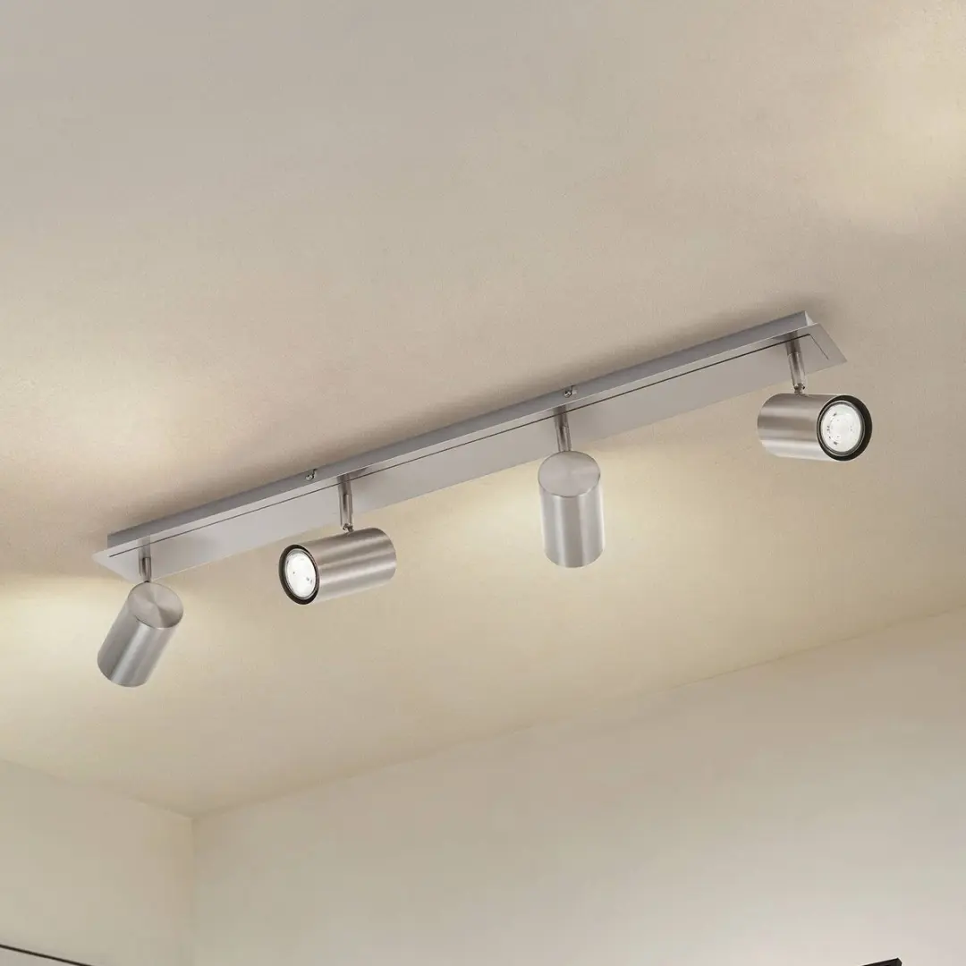 Lindby Buitenspot 4-lichts GU10 - 16,5 cm - Nikkelsatijn
