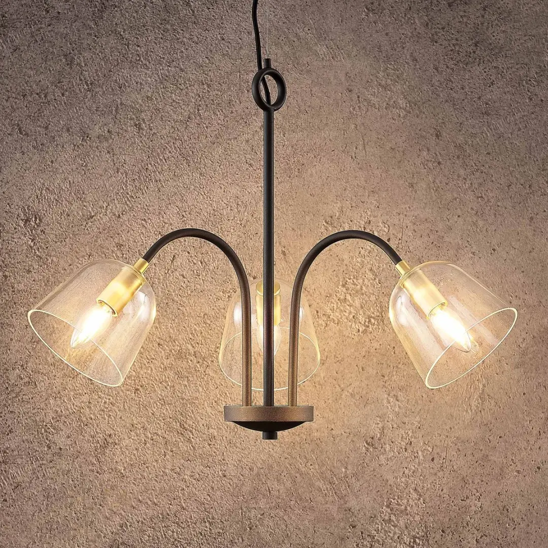 Lucande Hanglamp 3-Lichts Glas Metaal