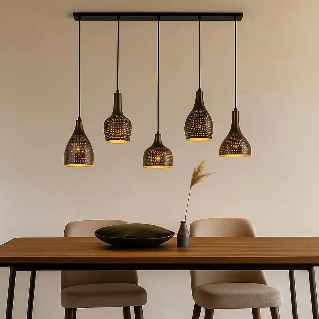 Freelight Fueco 5 Hanglamp 120cm - Bruin/Zwart