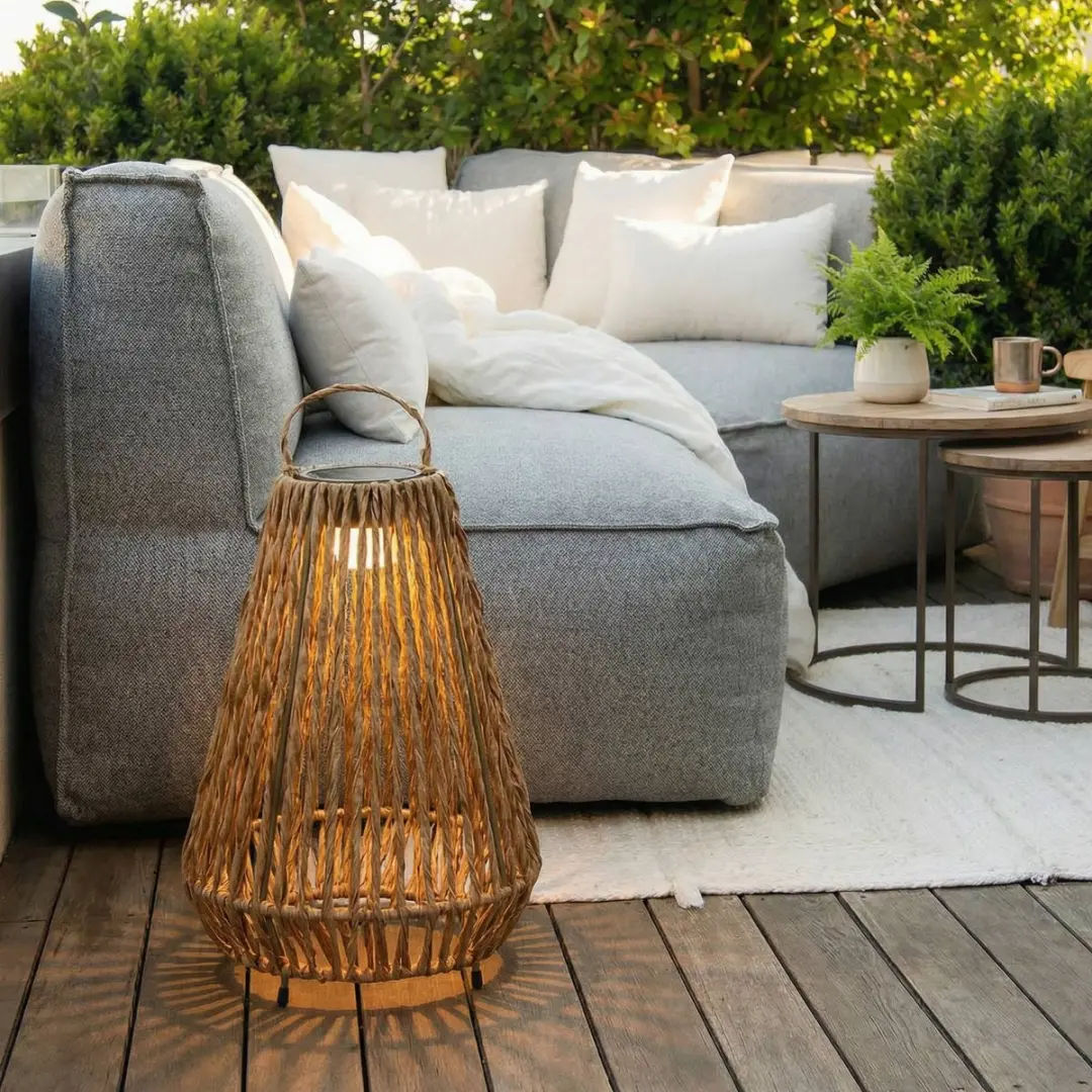 Lindby Solar Buitenverlichting Rotan - 1 Lichtpunt - Ø27cm