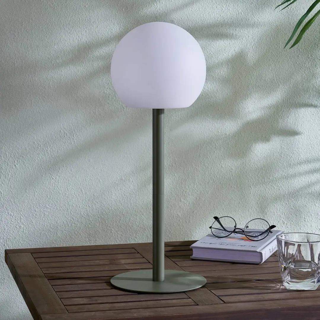 Lindby Sfeerverlichting Buiten - 1 Lichtpunt - 310K Warm Wit - H44cm - Wit/ Groen
