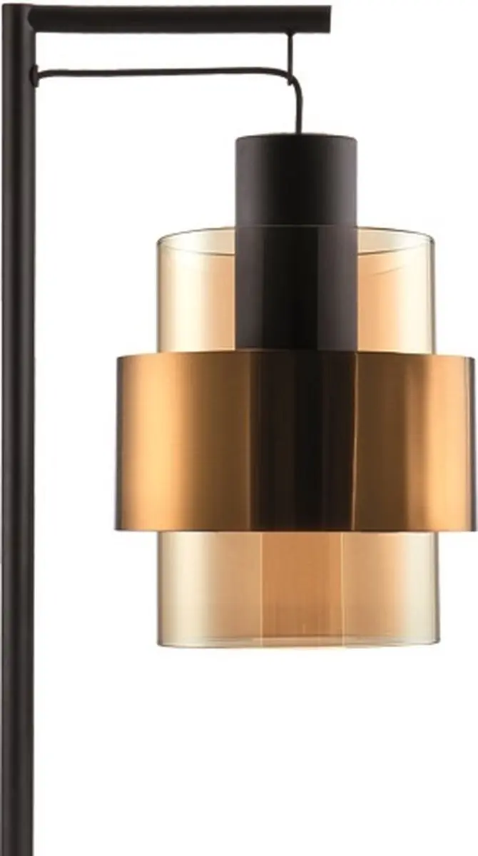 Freelight Chiasso Tafellamp - 22cm - Zwart/Goud & Amber Glas