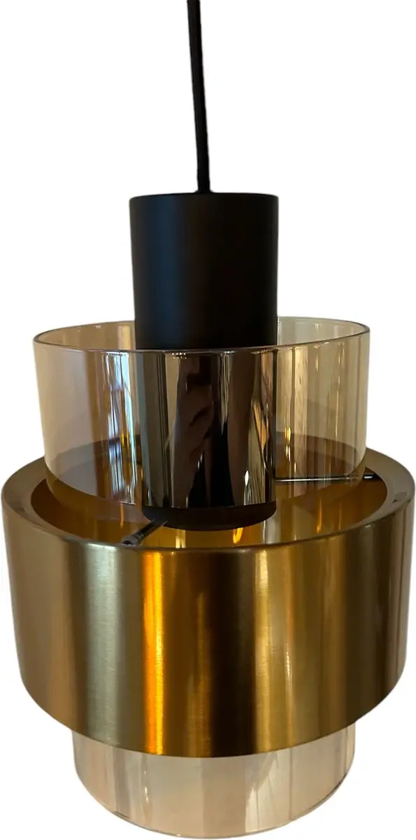 Freelight Chiasso Tafellamp - 22cm - Zwart/Goud & Amber Glas