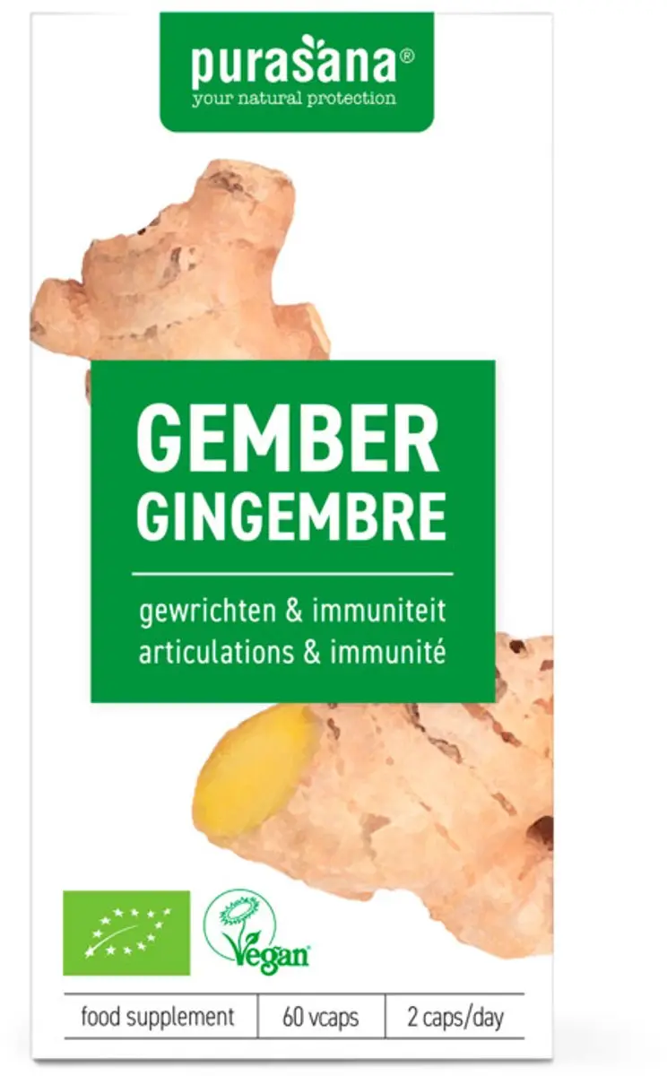 Purasana Gember 250mg Vegacapsules - 120 Stuks - afbeelding 6 van 6