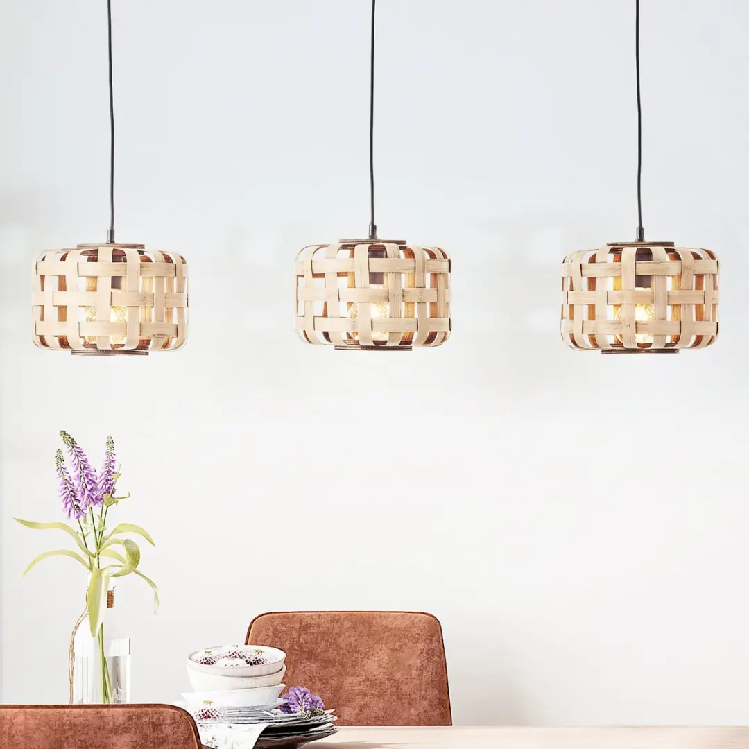 Brilliant Woodline Hanglamp E27 - 3x60W - Natuur/Zwart
