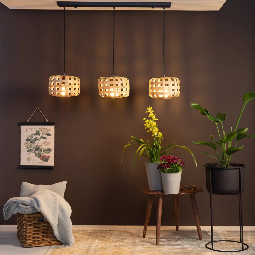 Brilliant Woodline Hanglamp E27 - 3x60W - Natuur/Zwart