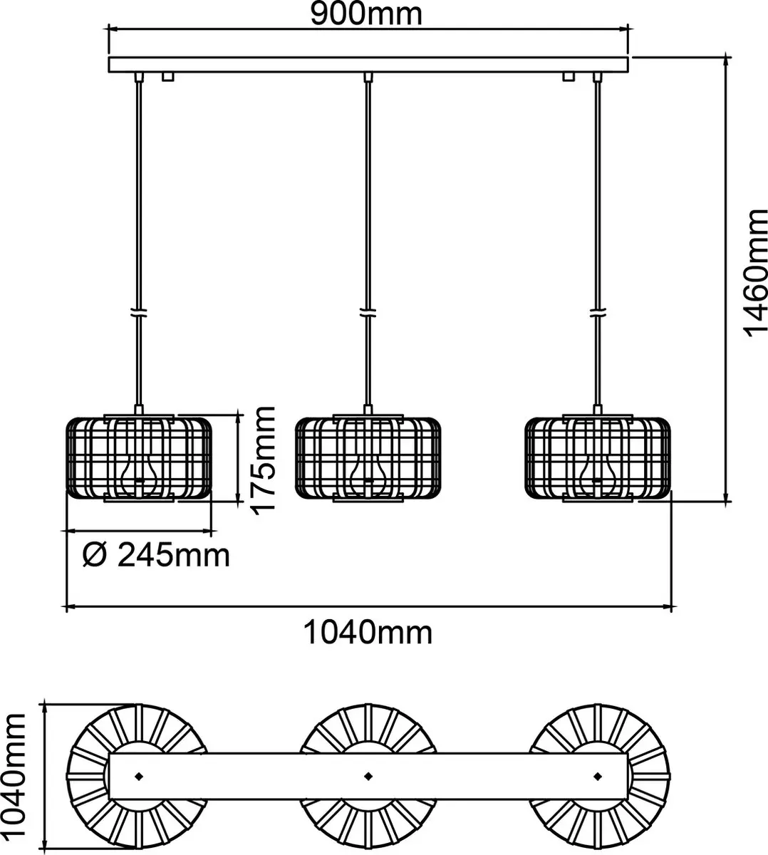 Brilliant Woodline Hanglamp E27 - 3x60W - Natuur/Zwart