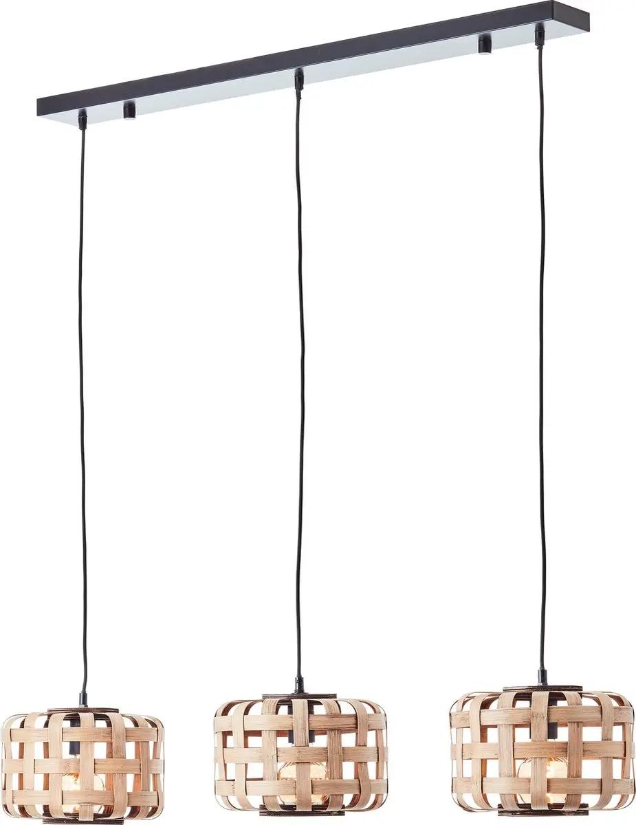 Brilliant Woodline Hanglamp E27 - 3x60W - Natuur/Zwart - afbeelding 6 van 6