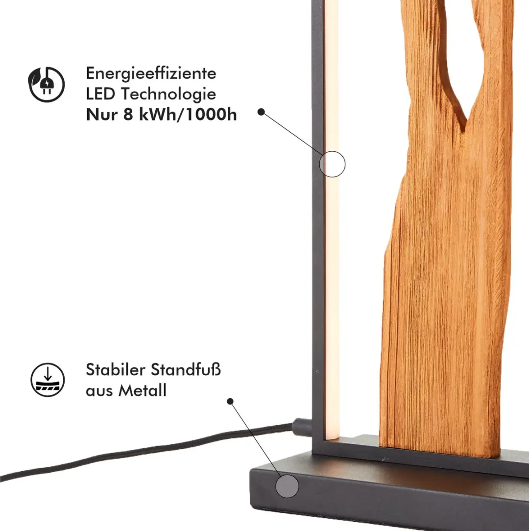 Brilliant LED Tafellamp 50cm - 9,5W - Hout/Zwart - afbeelding 6 van 6