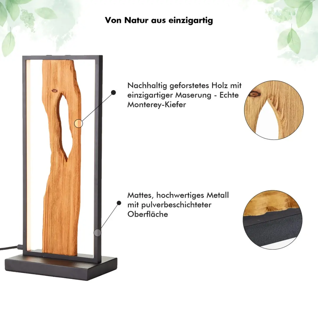 Brilliant LED Tafellamp 50cm - 9,5W - Hout/Zwart