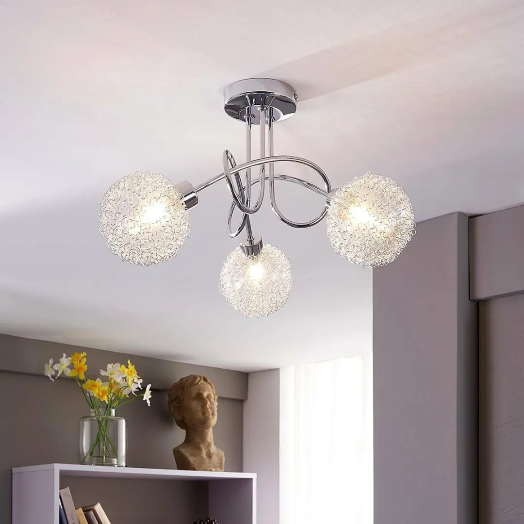 Lindby Ticino+ Plafondlamp 3-lichts - Ø40cm - Zilver/Chroom