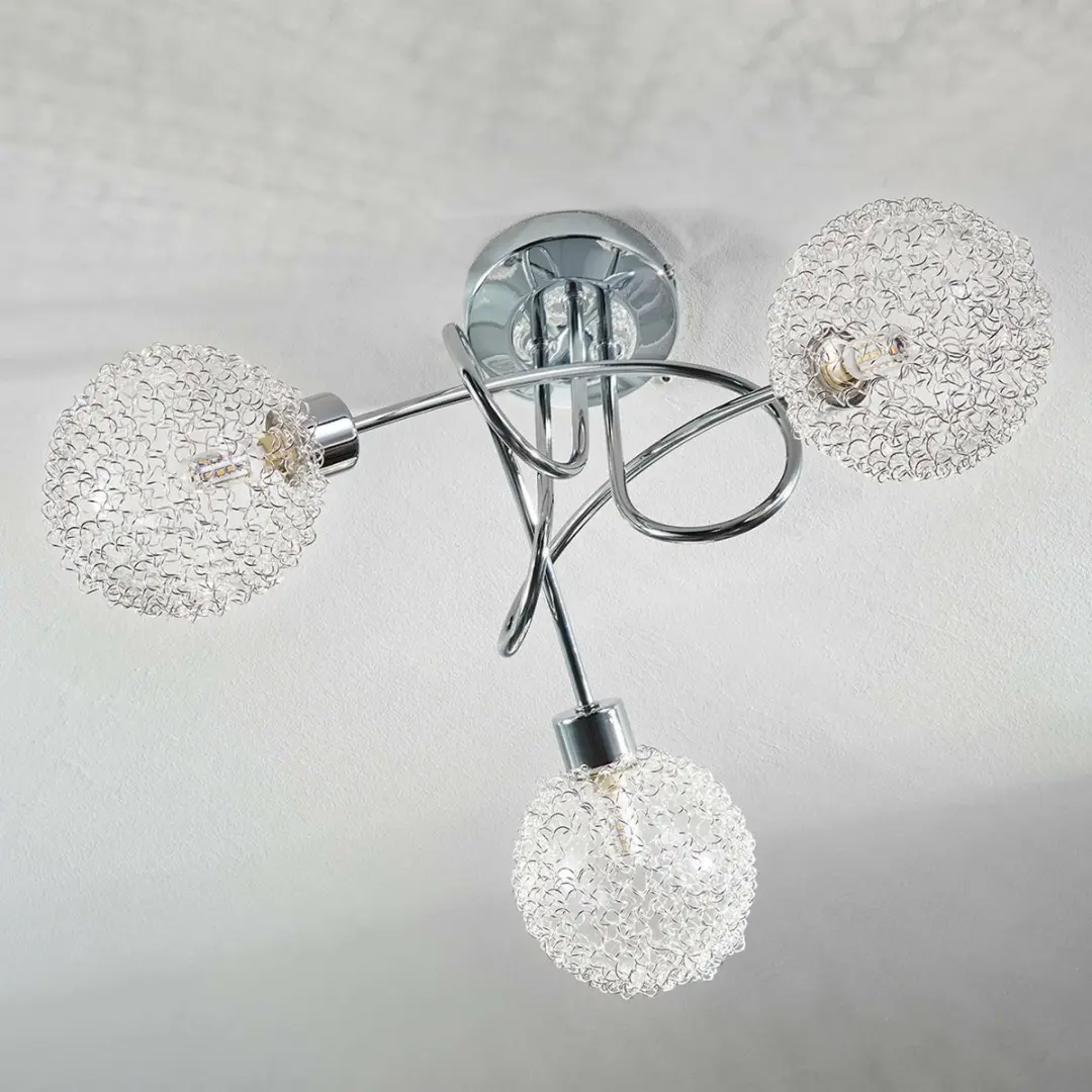 Lindby Ticino+ Plafondlamp 3-lichts - Ø40cm - Zilver/Chroom