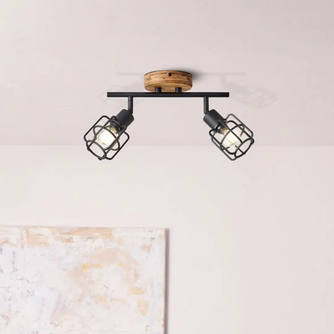 Brilliant Gwen Plafondspot E14 - 2x28W - Hout/Zwart