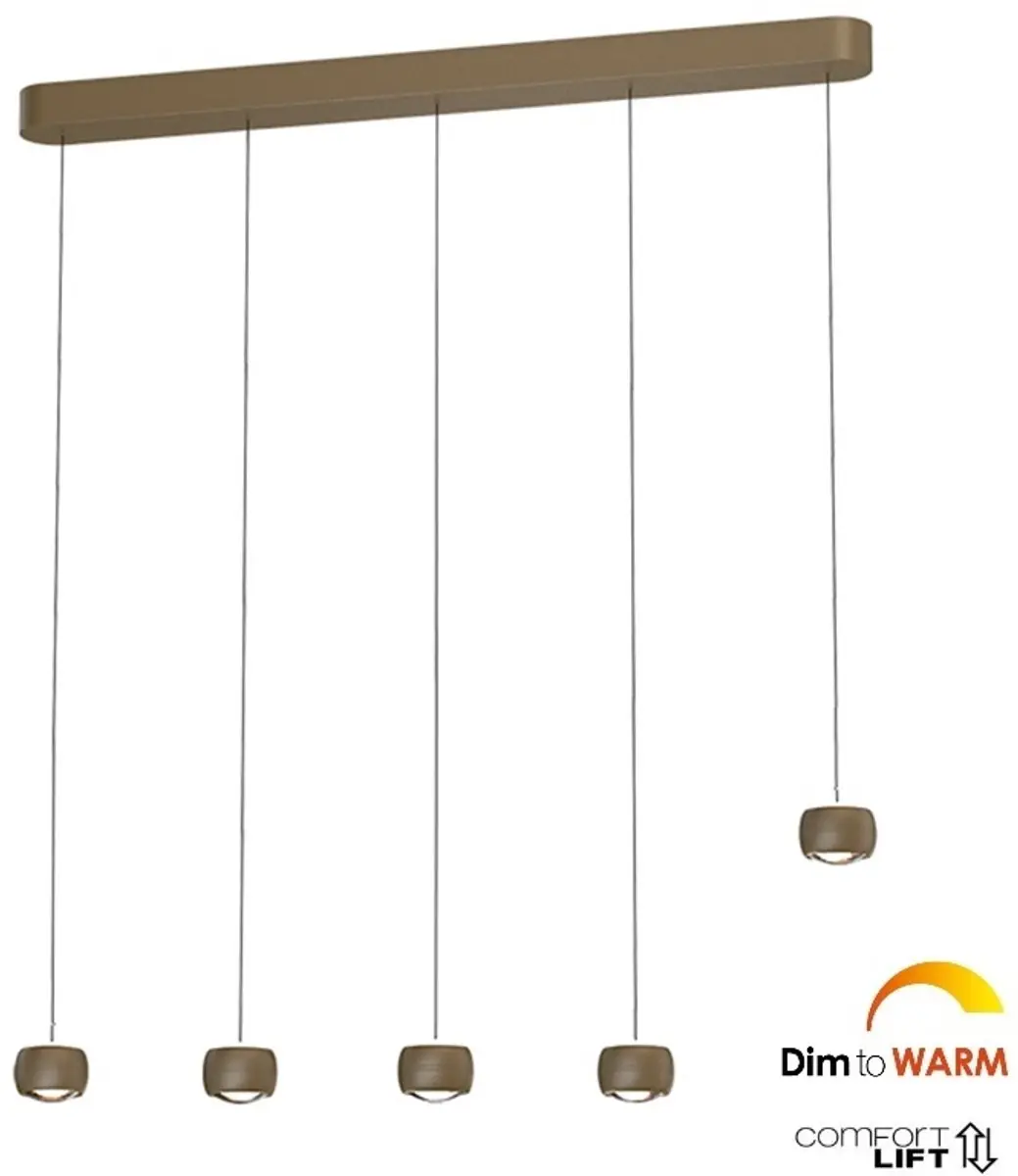 Freelight Cosmo Hanglamp 5 Lichts 120cm - Brons/Goud