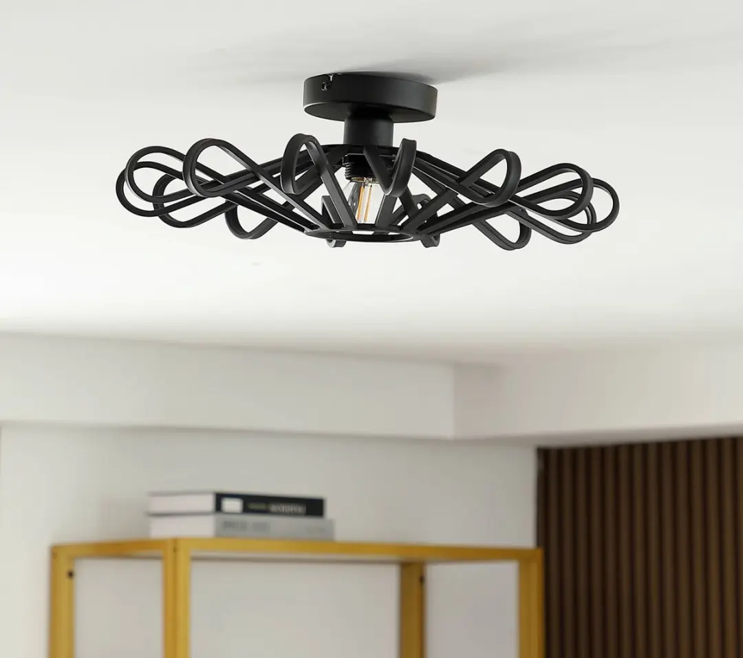 Lindby Plafondlamp IJzer 1 Licht E27 - 45cm - Zwart