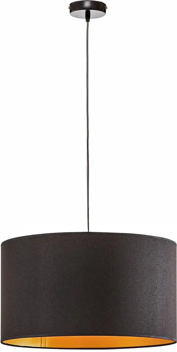 Euluna Hanglamp Kunstvezeltextiel 1 Licht E27 - Zwart/Goud