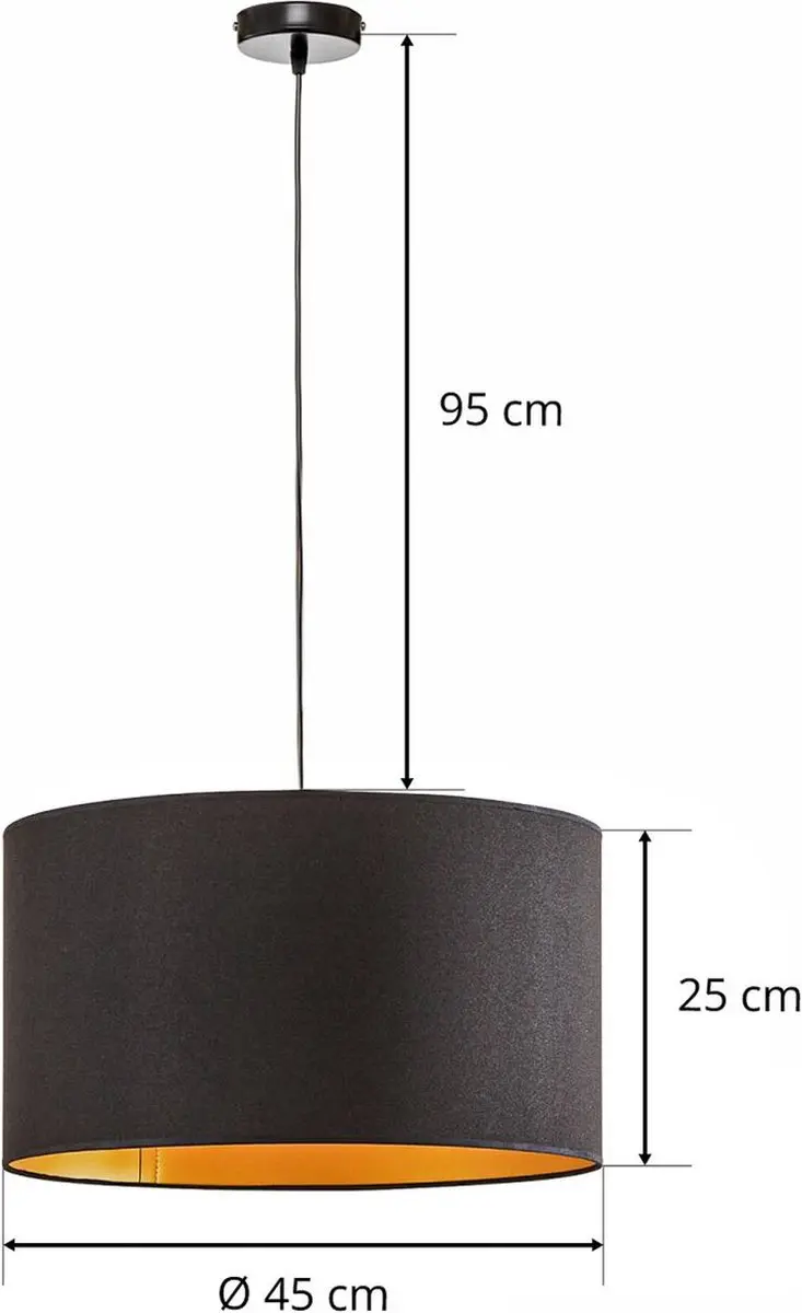 Euluna Hanglamp Kunstvezeltextiel 1 Licht E27 - Zwart/Goud