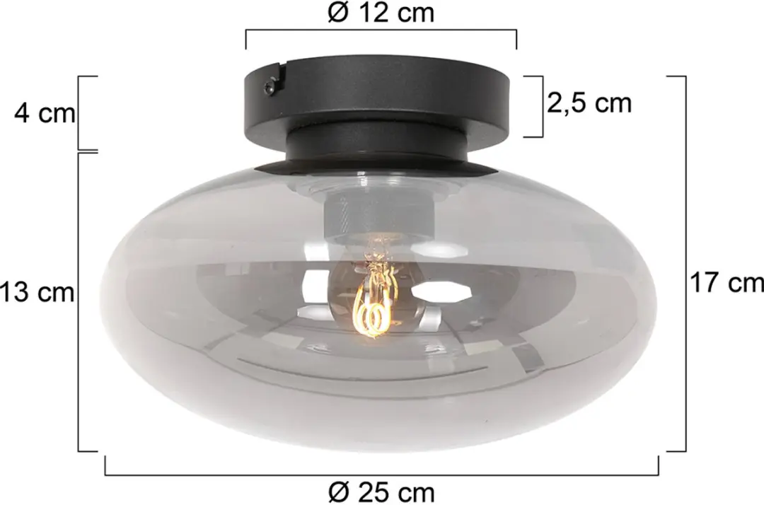 Steinhauer Reflexion Smoke Plafondlamp 25cm - Zwart