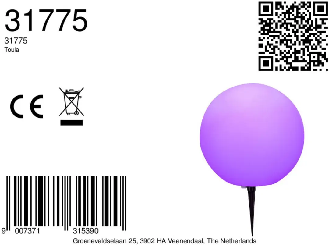 Globo Toula Vloerlamp E27 - 30cm Wit