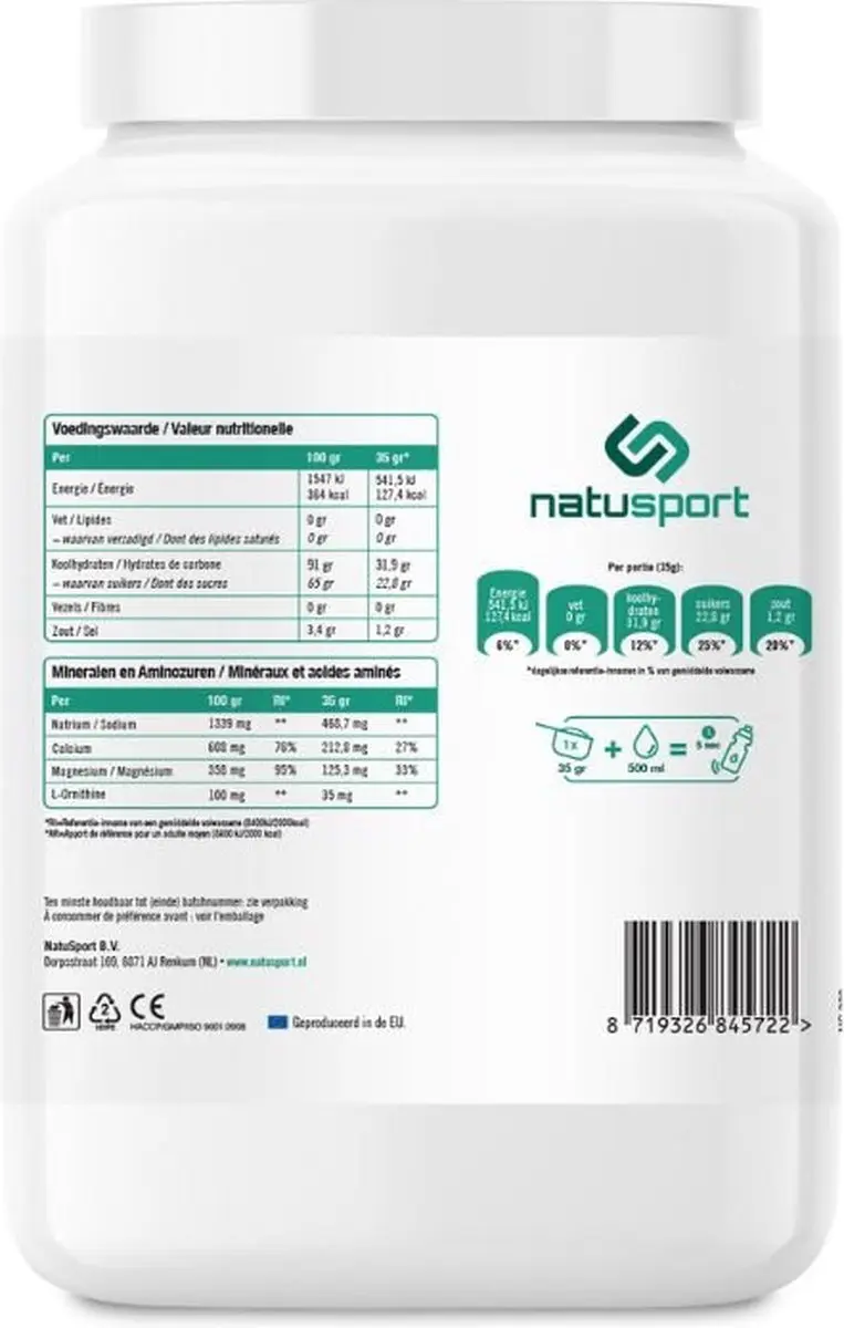 Natusport Carboloader 1:0,8 Sportdrank Aardbei 1,5kg