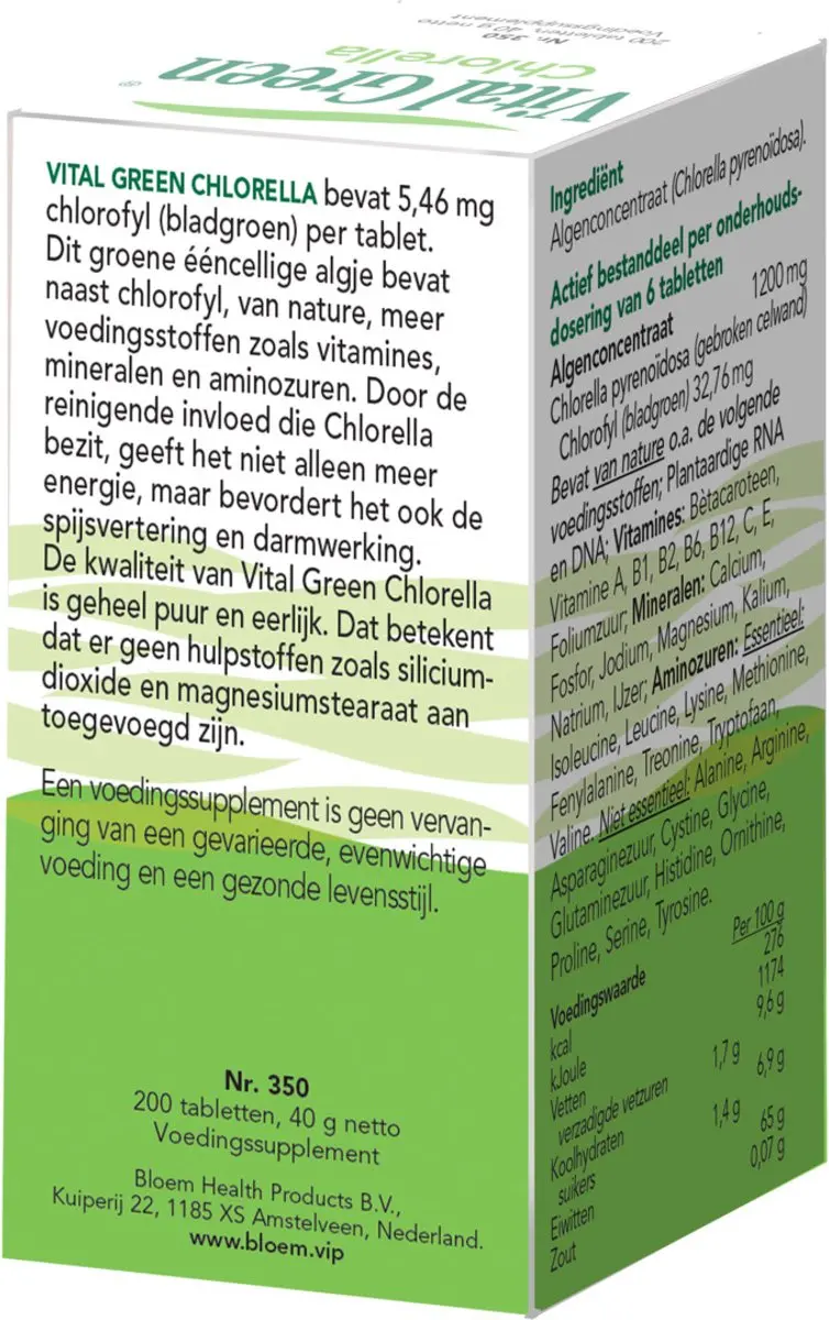 Bloem Vital Green Chlorella Tabletten - 200 Stuks