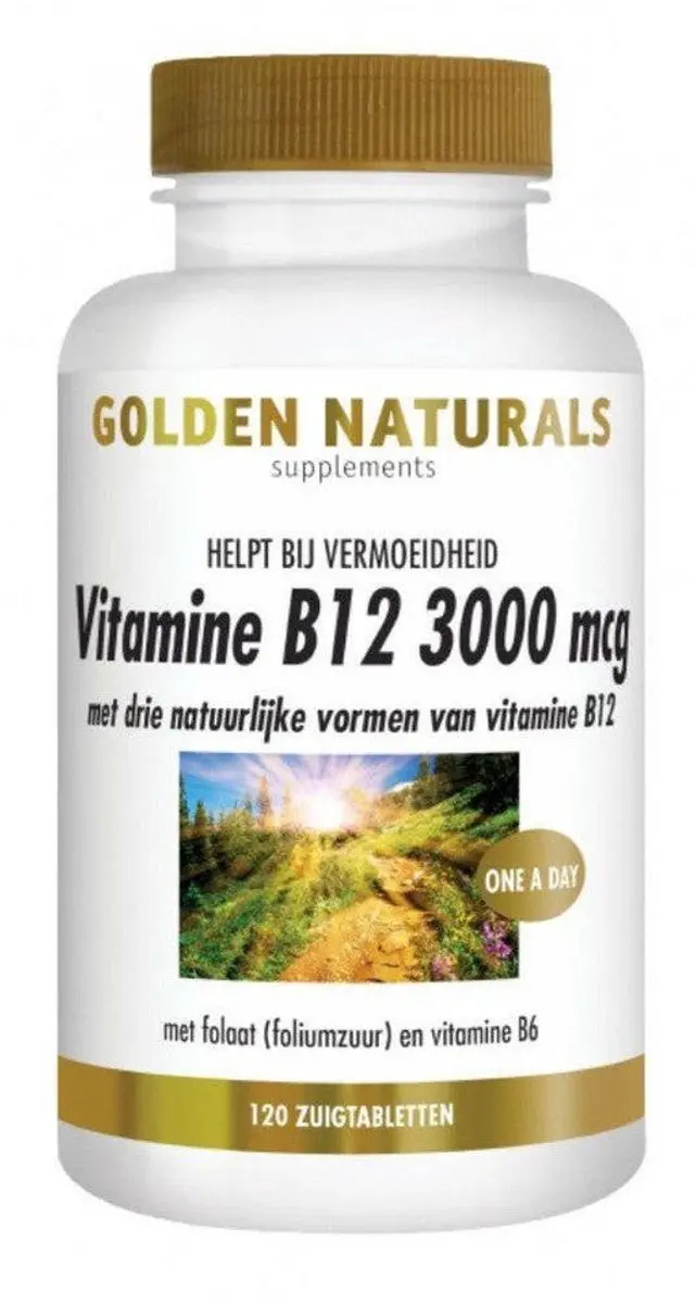 Golden Naturals Vitamine B12 3000 mcg - 180 Veganistische Zuigtabletten