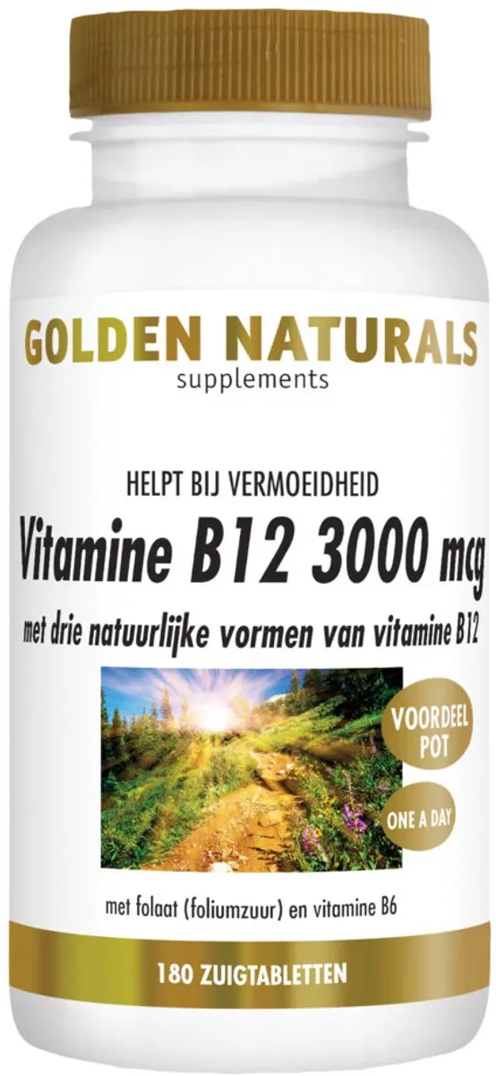 Golden Naturals Vitamine B12 3000 mcg - 180 Veganistische Zuigtabletten