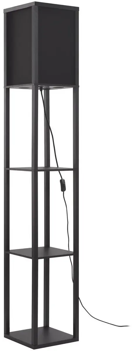 Lindby Vloerlamp 1 Licht Hout E27 - 159cm - Zwart