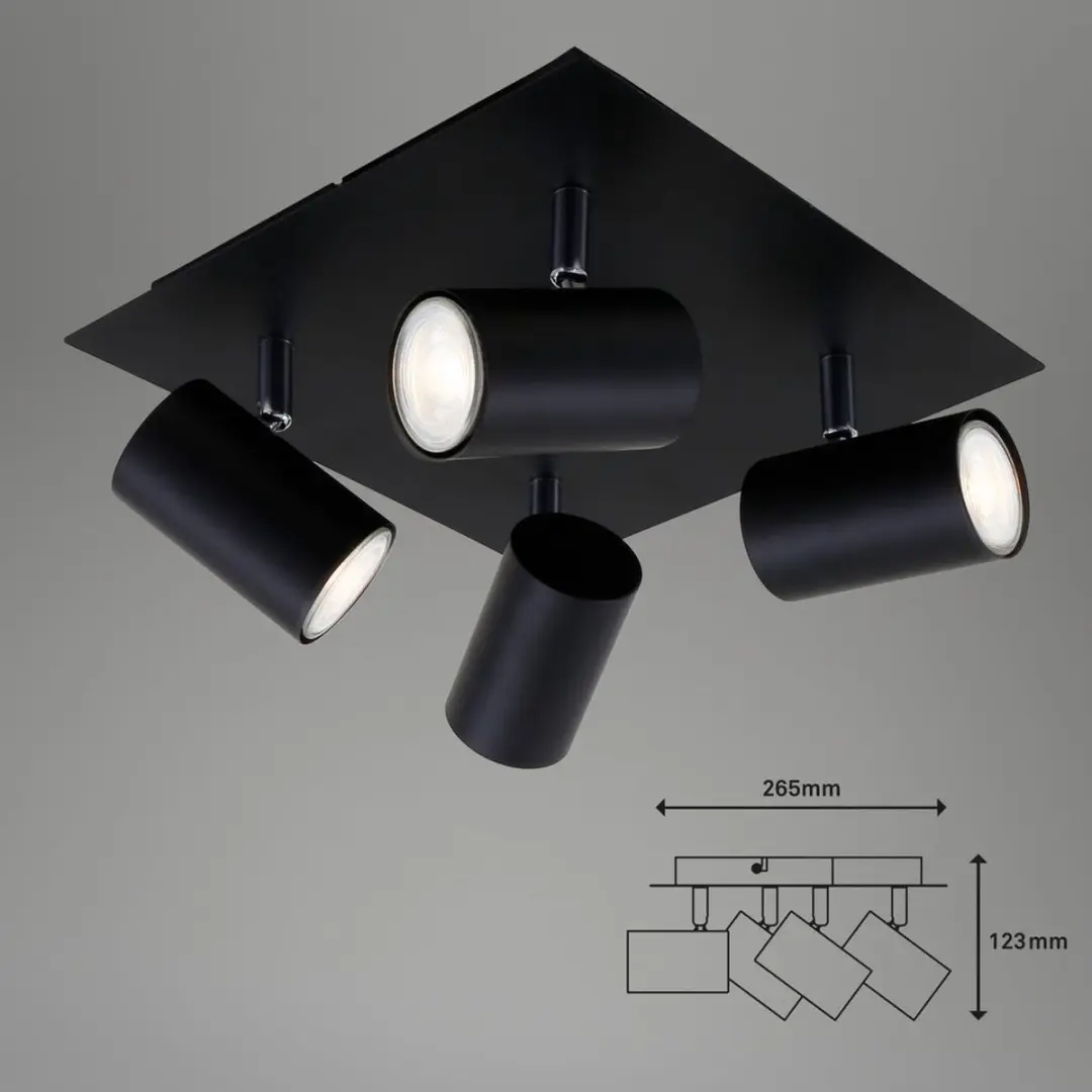 Briloner RUN Plafondspot Opbouw 3x GU10 - Zwart