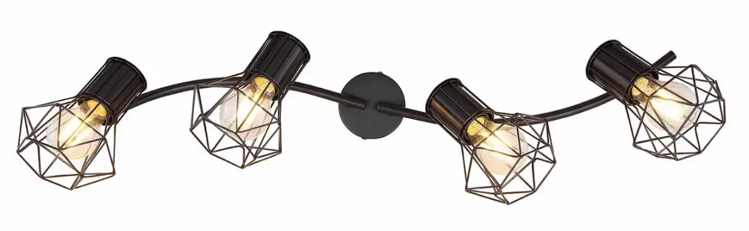 Globo Priska Opbouwspot E27 - 4 Stuks - Zwart