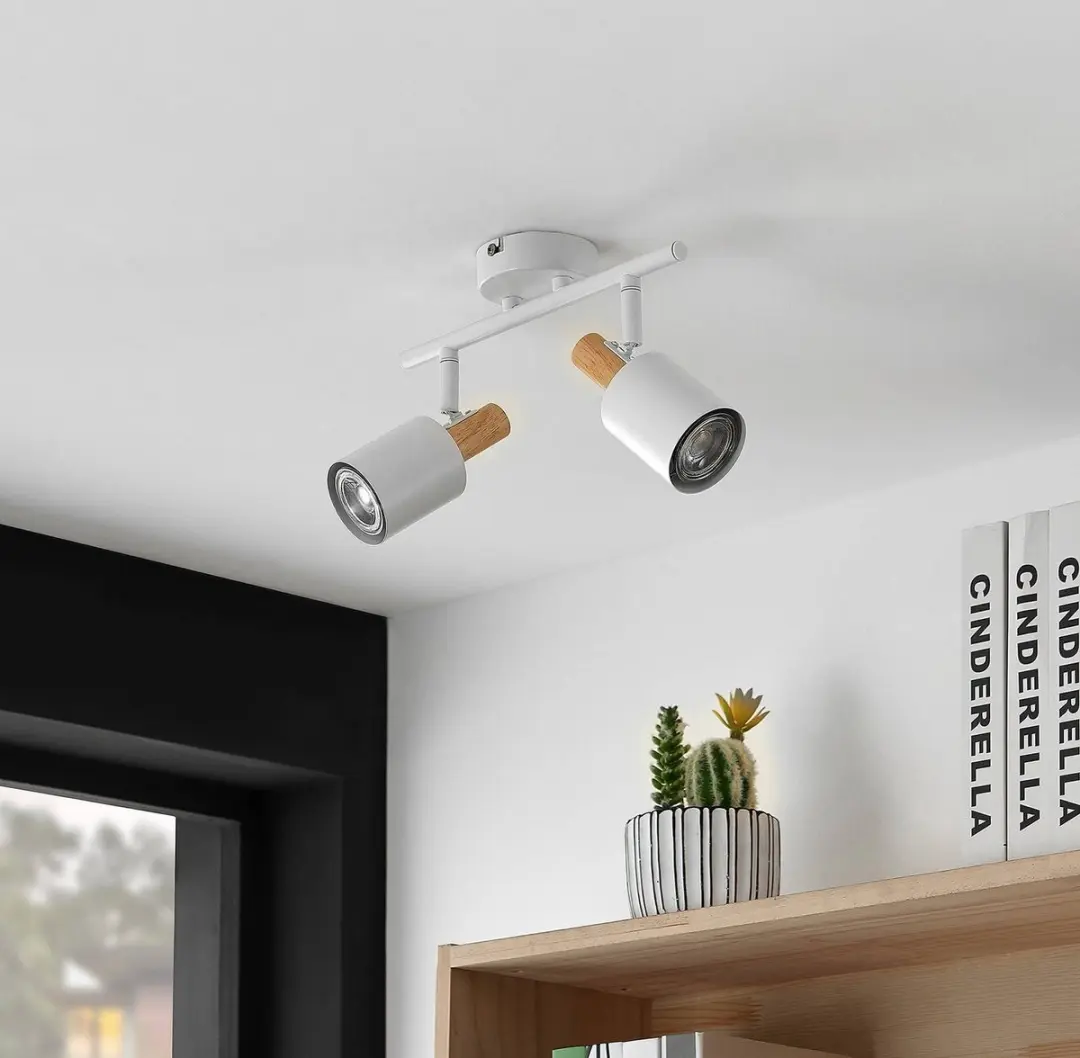 Lindby Buitenspot 2-lichts GU10 - 15cm - Hout/Wit