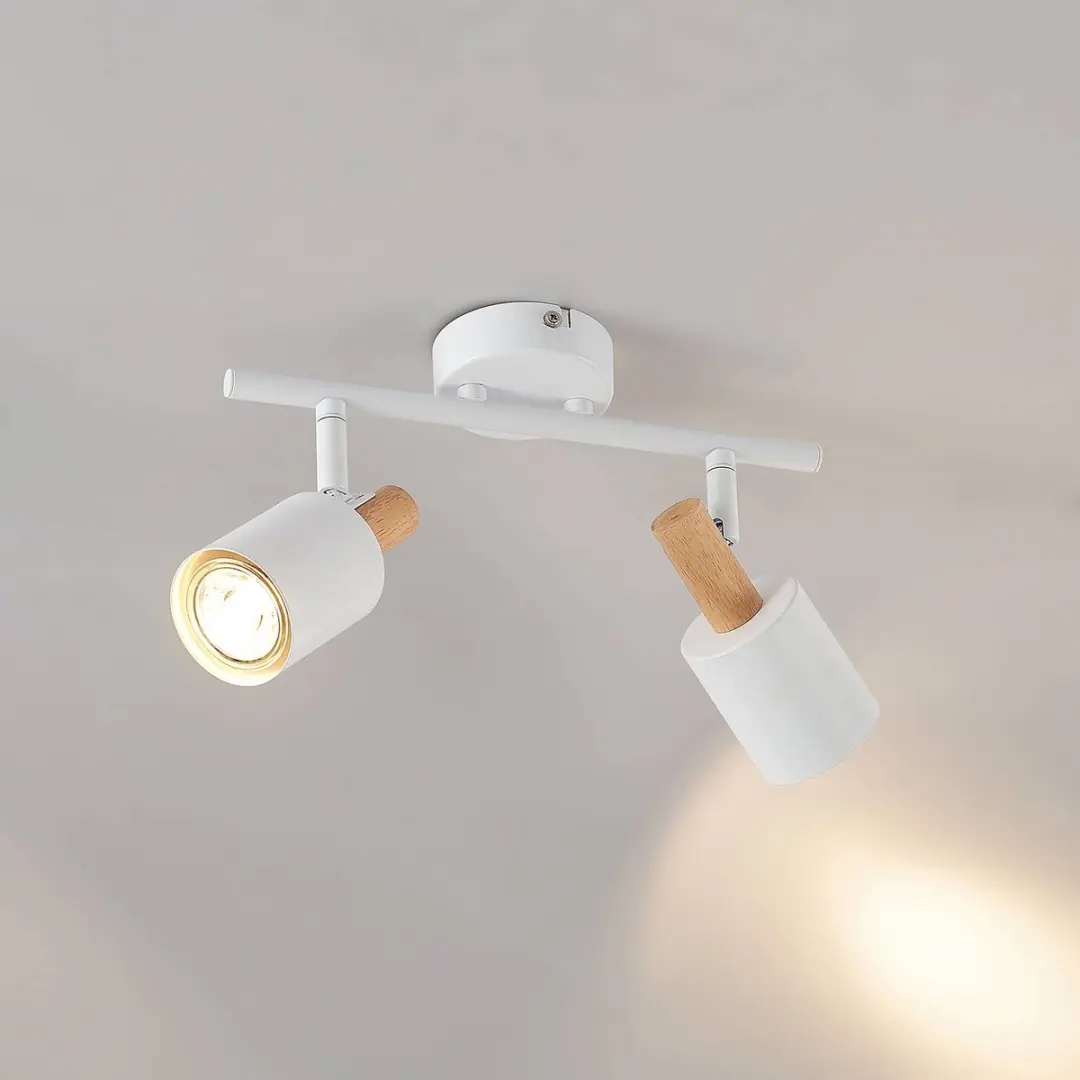 Lindby Buitenspot 2-lichts GU10 - 15cm - Hout/Wit