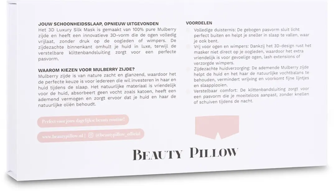 Beauty Pillow Luxury Silk 3D Mask - 22 momme - Roze