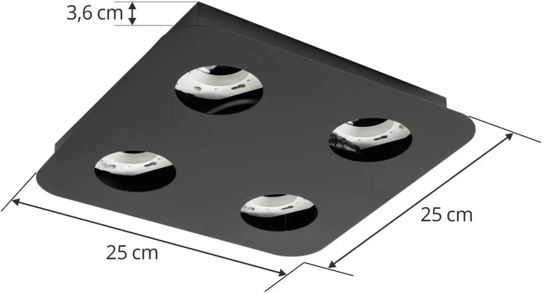 Lindby Plafondlamp 4 Lichtpunten GX53 - 44W - Zwart Mat