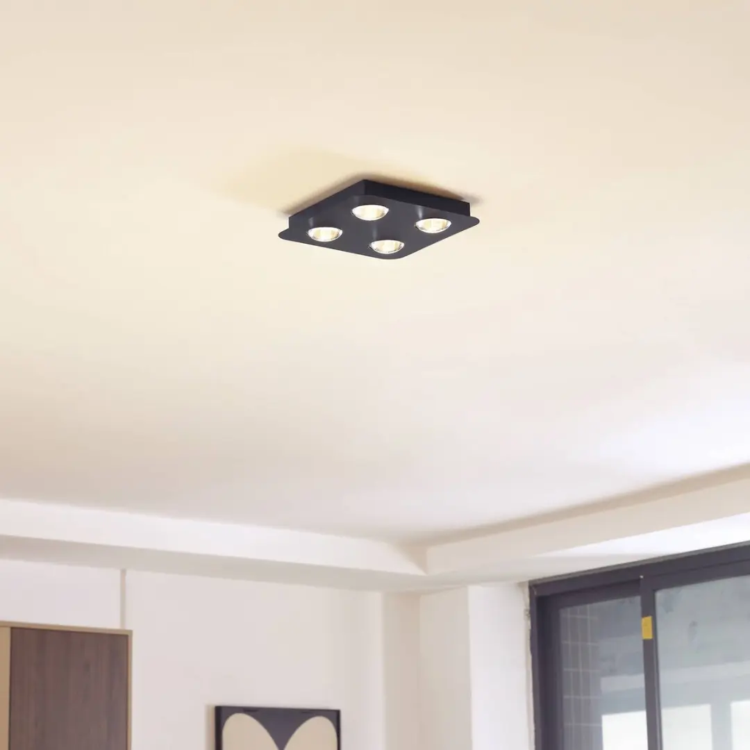 Lindby Plafondlamp 4 Lichtpunten GX53 - 44W - Zwart Mat