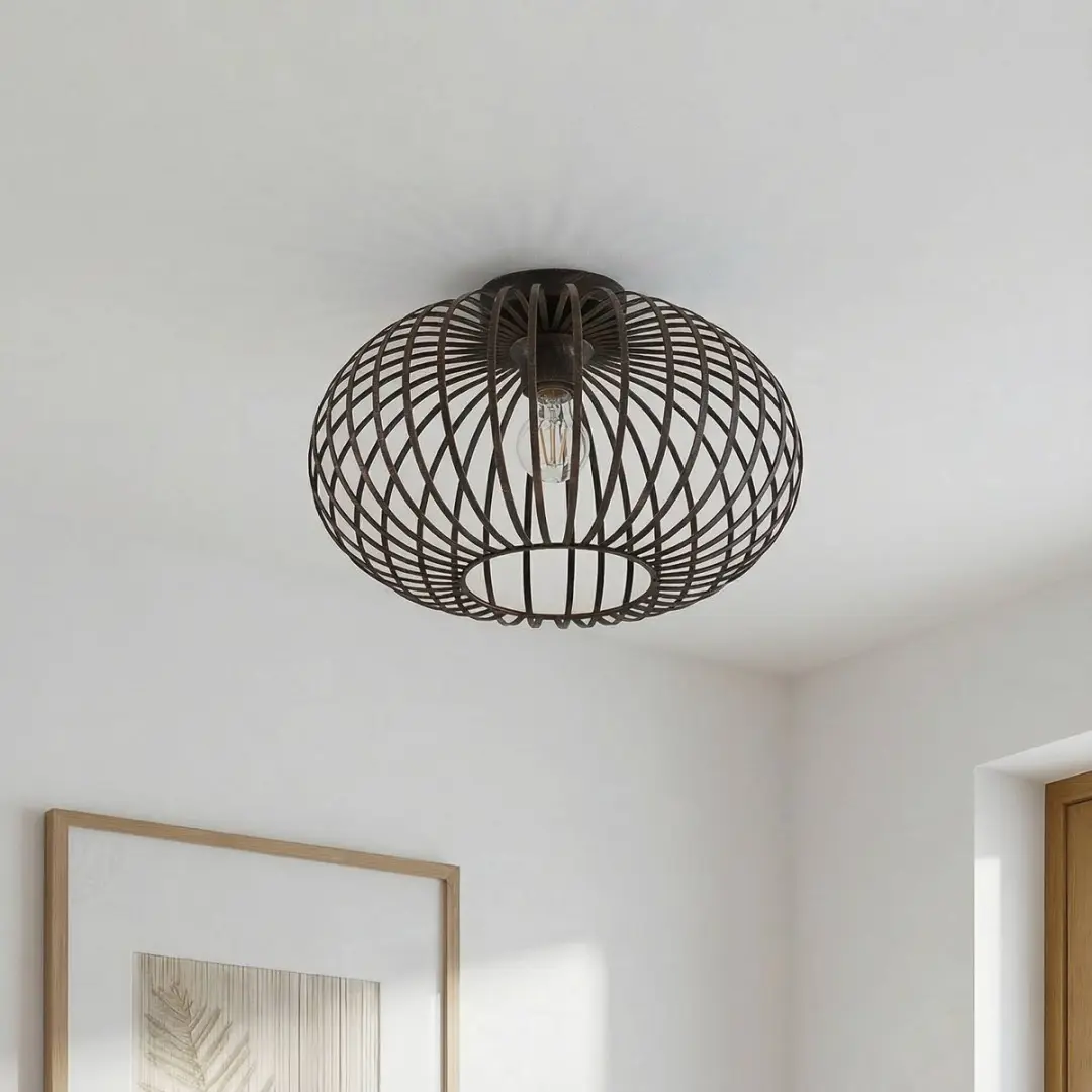 Lindby Plafondlamp 1 Licht - Ø40cm - Zwart/Geborsteld Koper
