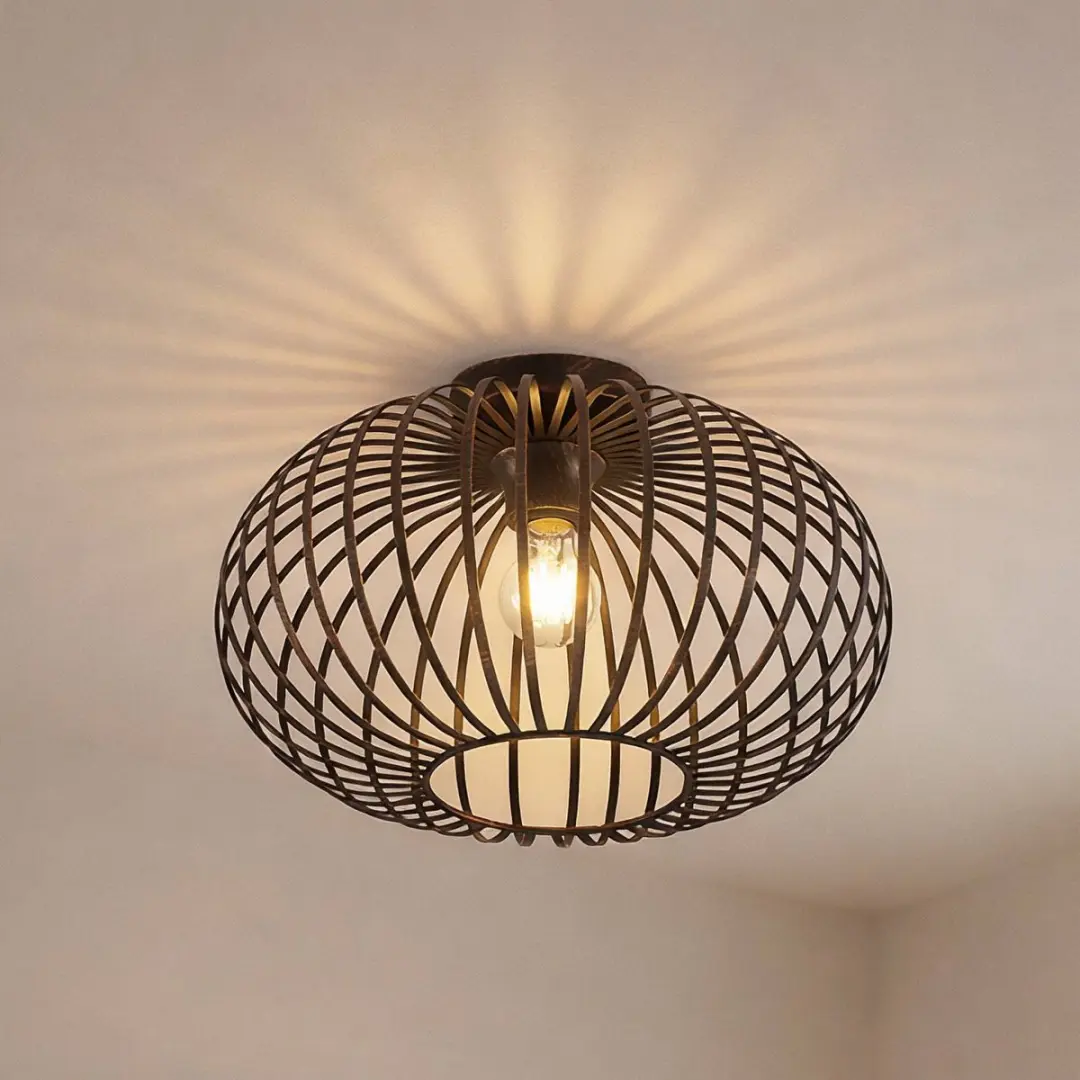 Lindby Plafondlamp 1 Licht - Ø40cm - Zwart/Geborsteld Koper