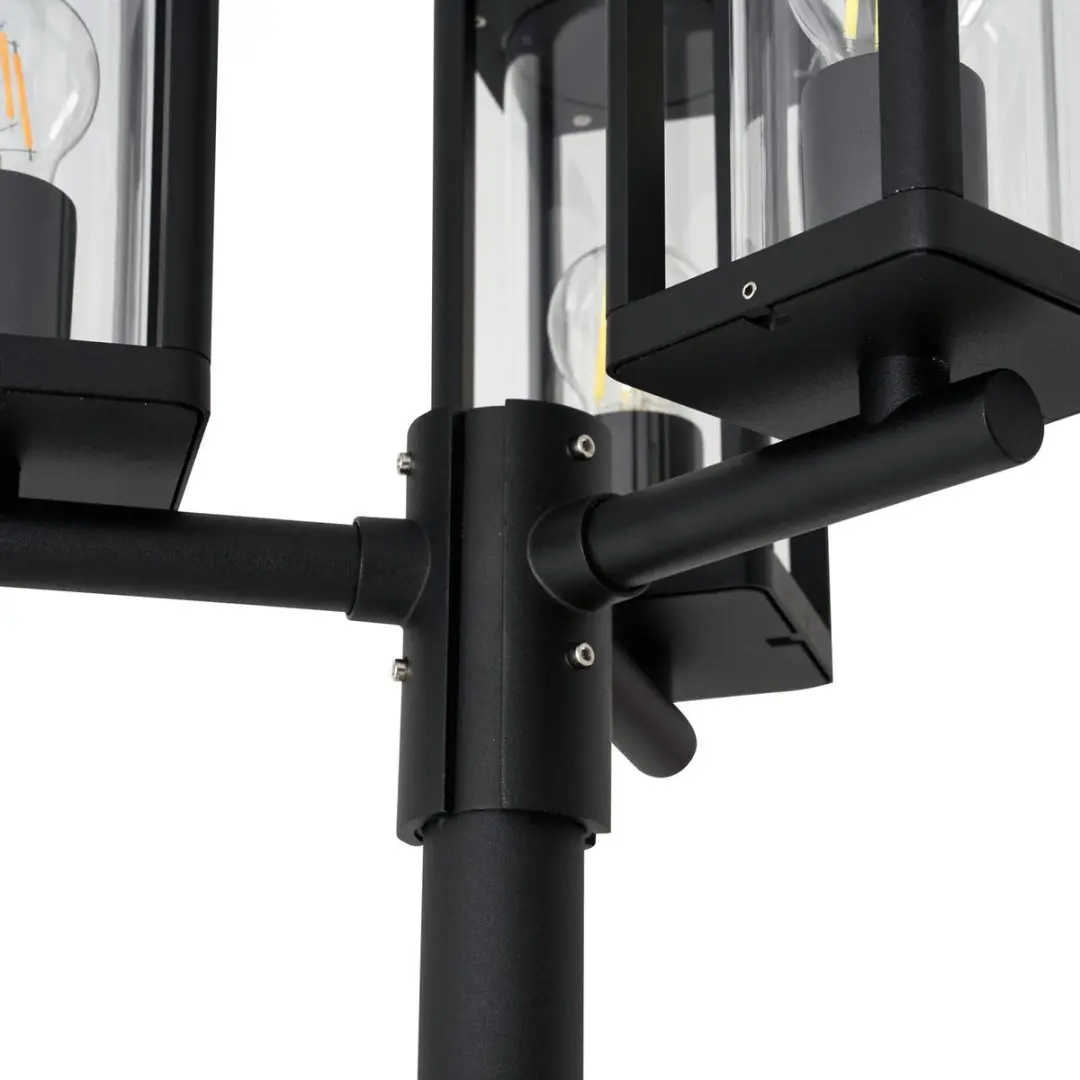 Lucande Lantaarnpaal 3-lichts E27 - 240cm - Zwart/Transparant