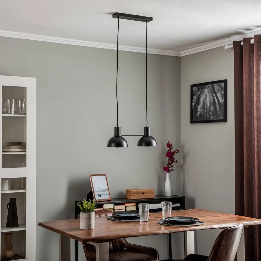 Lucande Hanglamp 2-lichts E27 - Mat zwart