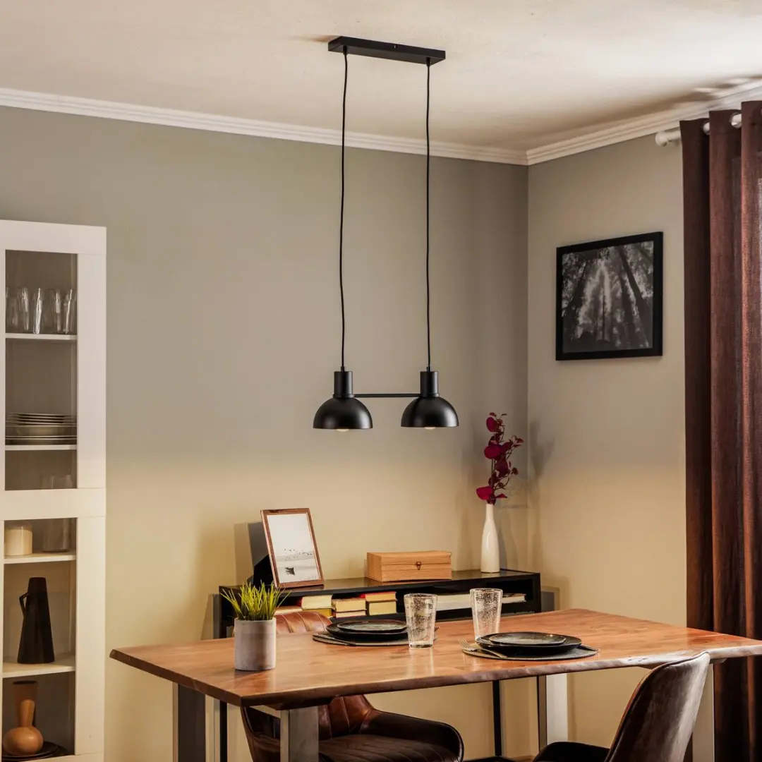 Lucande Hanglamp 2-lichts E27 - Mat zwart
