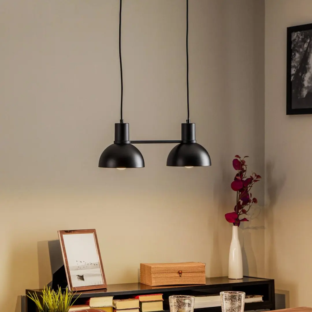 Lucande Hanglamp 2-lichts E27 - Mat zwart